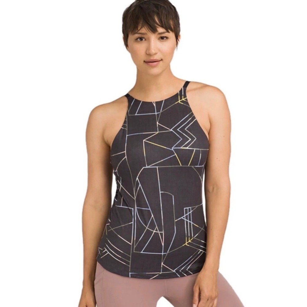 Prana Emsley Yoga Tank Top Geometric Built In Bra Multicolor Small